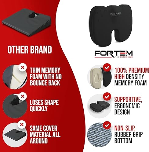 Miniatura 8 de FORTEM Cojín para asiento de silla (malla, negro) + soporte lumbar