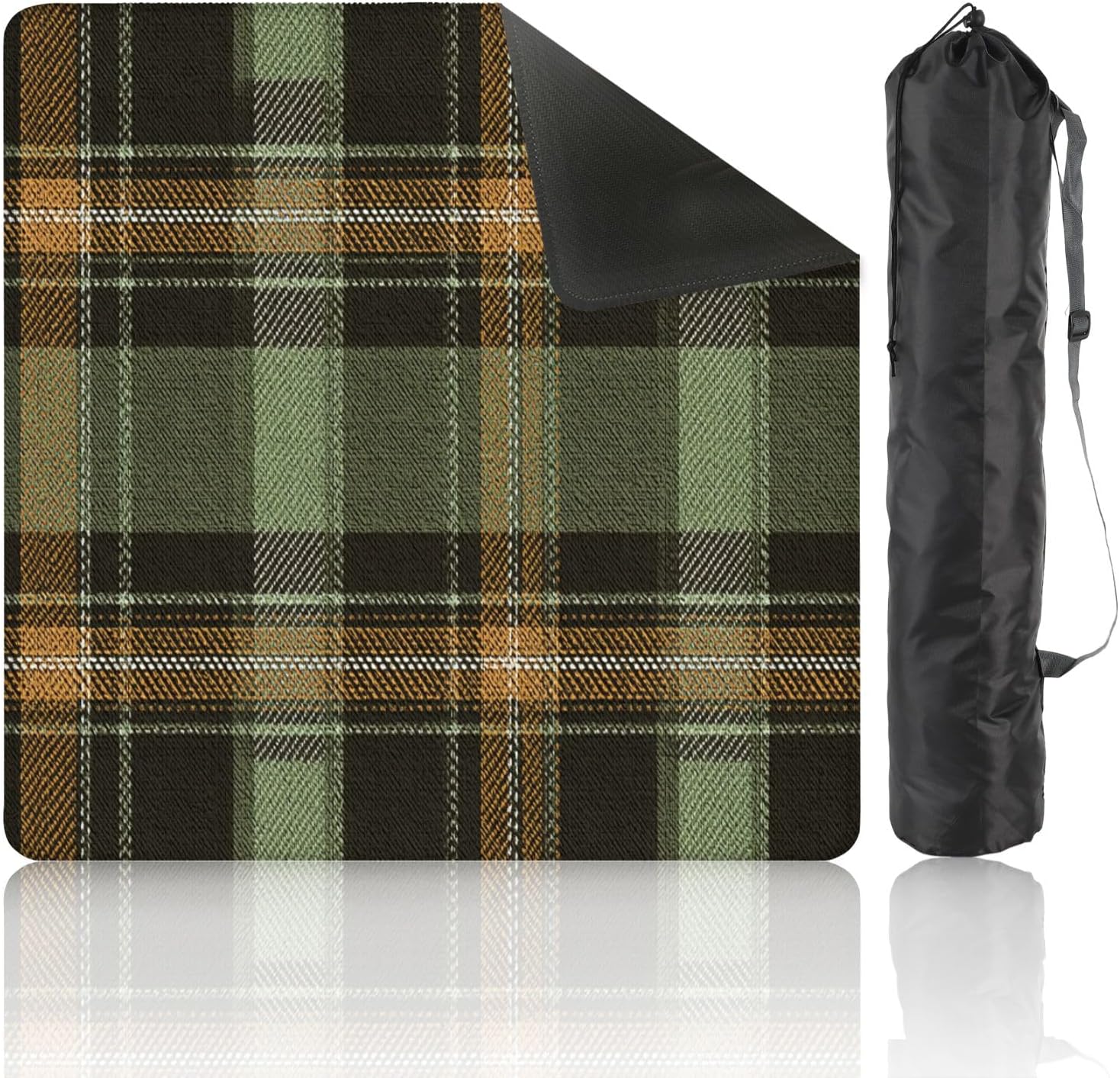 Mahjong Mat 31.5" x 31.5" Plaid Brown Green Herringbone Textured Seamless Tartan Check Plaid for Non-Slip Noise Reduction Mahjong Tiles Table Cover for Dominoes Poker Card Board and Tile Games