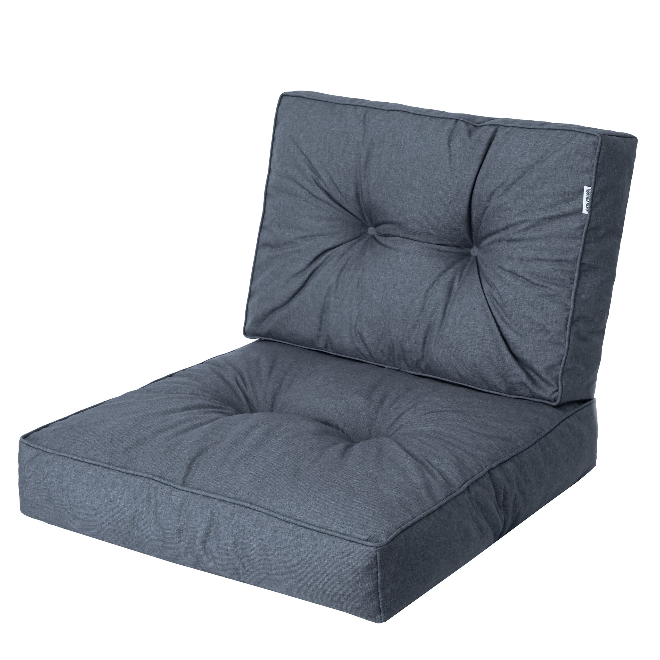 PillowPrim PillowPrim, Poduszki na palety, poduszka na krzesło, fotel rattanowy, do użytku na zewnątrz, poduszka do siedzenia, poduszka na krzesło, meble rattanowe, granatowa, 60 x 60 cm