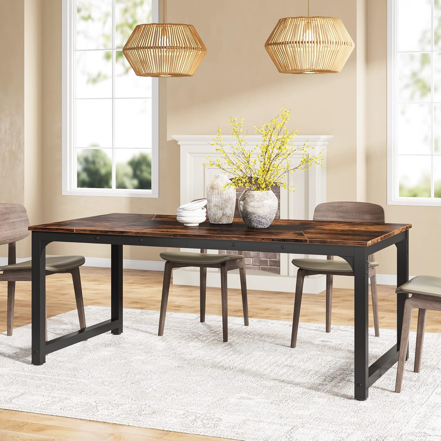 Tribesigns dining table in a modern dining room setting with chairs