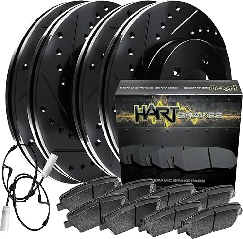 Miniatura 1 de Hart Brakes Kit de frenos y rotores delanteros traseros Pastillas de freno delanteras traseras rotores y pastillas de freno Pastillas de freno y