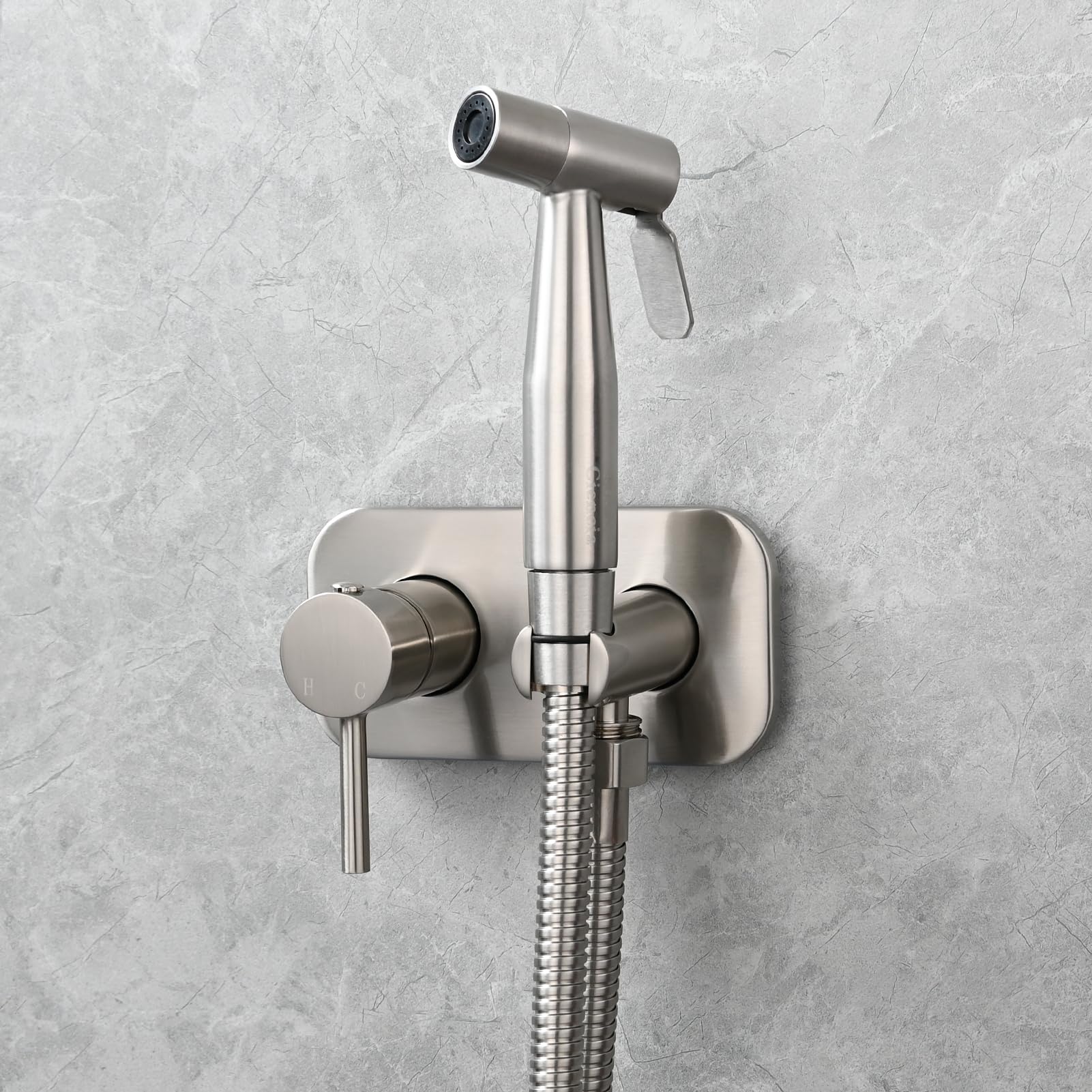 Kit de bidé portátil de acero inoxidable montado en la pared para higiene íntima, fácil instalación, presión de agua ajustable, ideal para la comodidad del baño WS024F9