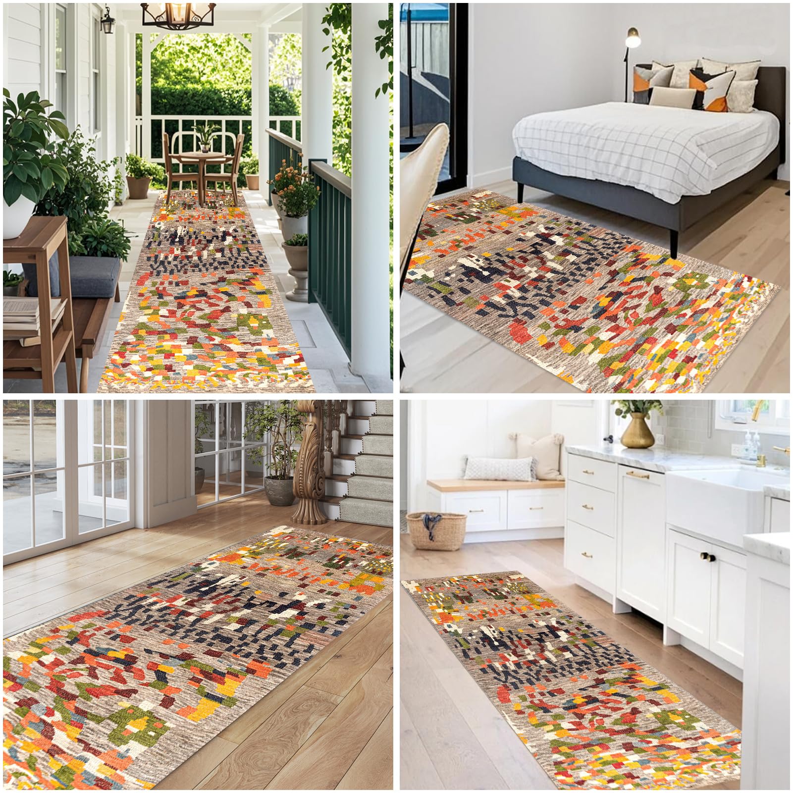 Tapis de Cuisine Lavable Tapis de Passage Couloir Antidérapant Tapis de Cuisine Devant Evier 50 x 180 cm Tapis Entree Interieur Long paillasson Tapis de Chambre Salon Tapis de Sol pour Cuisine