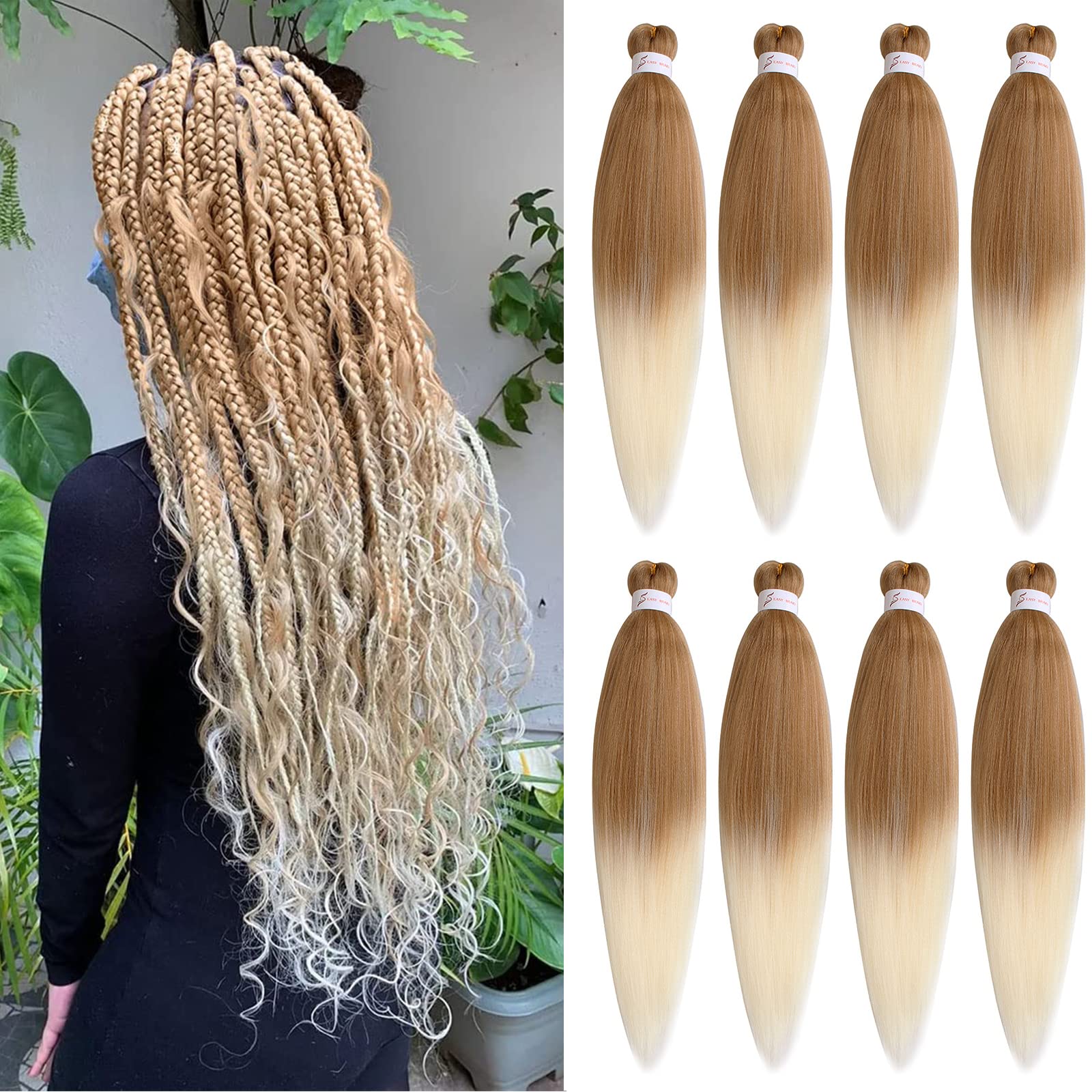 Buy Xtrend 8 packs Ombre Blonde Braiding Hair Pre Stretched Ez Braiding