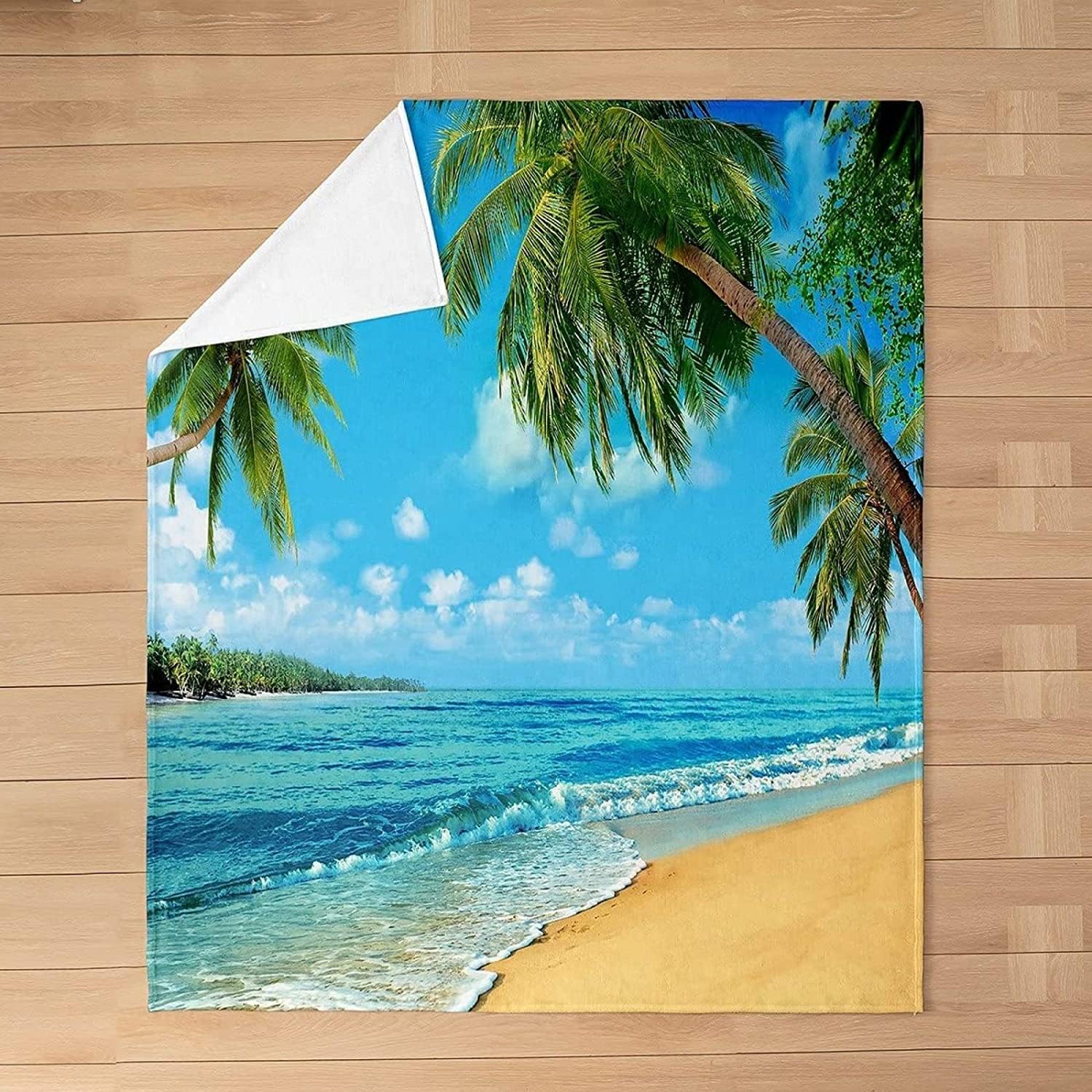 Couverture Polaire 180 x 220 cm Tropical, Plaid Polaire Océan Couverture 3D Imprimée Flanelle Blanket Literie 2 Personnes, Couvertures Doux et Chaude pour Canape Lit D1679