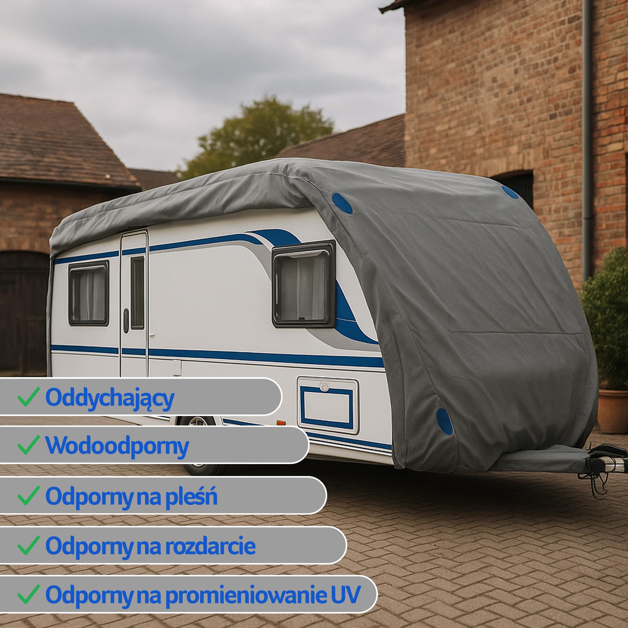 Funda Protectora para Caravana (460x250x220 cm, LxAnxAl), Lona de Cobertura Resistente al Viento y a la Intemperie, Incluye Bolsa de Almacenamiento, Lona de protección para Camper