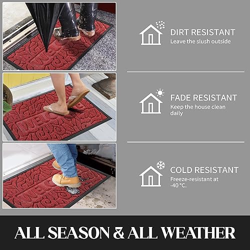 Miniatura 7 de Yimobra Tapete de bienvenida para exteriores, 29.5 x 17 pulgadas, impermeable, antideslizante, para puerta delantera, entrada exterior, tapete de