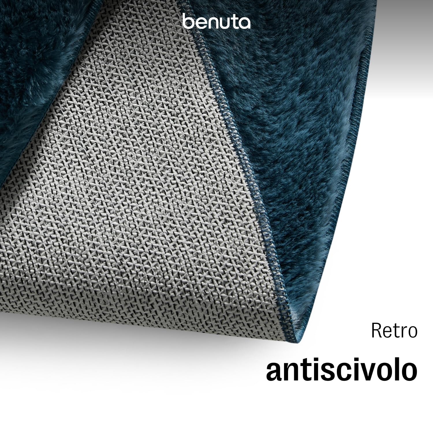 benuta Basic Tappeto salotto Furry - Turchese Rotondo 160 cm - Soffice salotto - Retro antiscivolo - Lavabile - Compatibile con riscaldamento pavimento