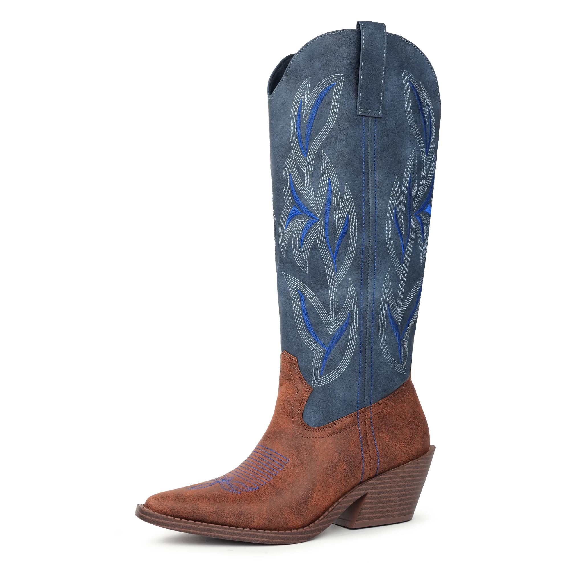 Hawkwell Cowboystiefel für Damen, Cowgirlstiefel, Western-Stickerei, spitze Zehenpartie, Herbst/Winter