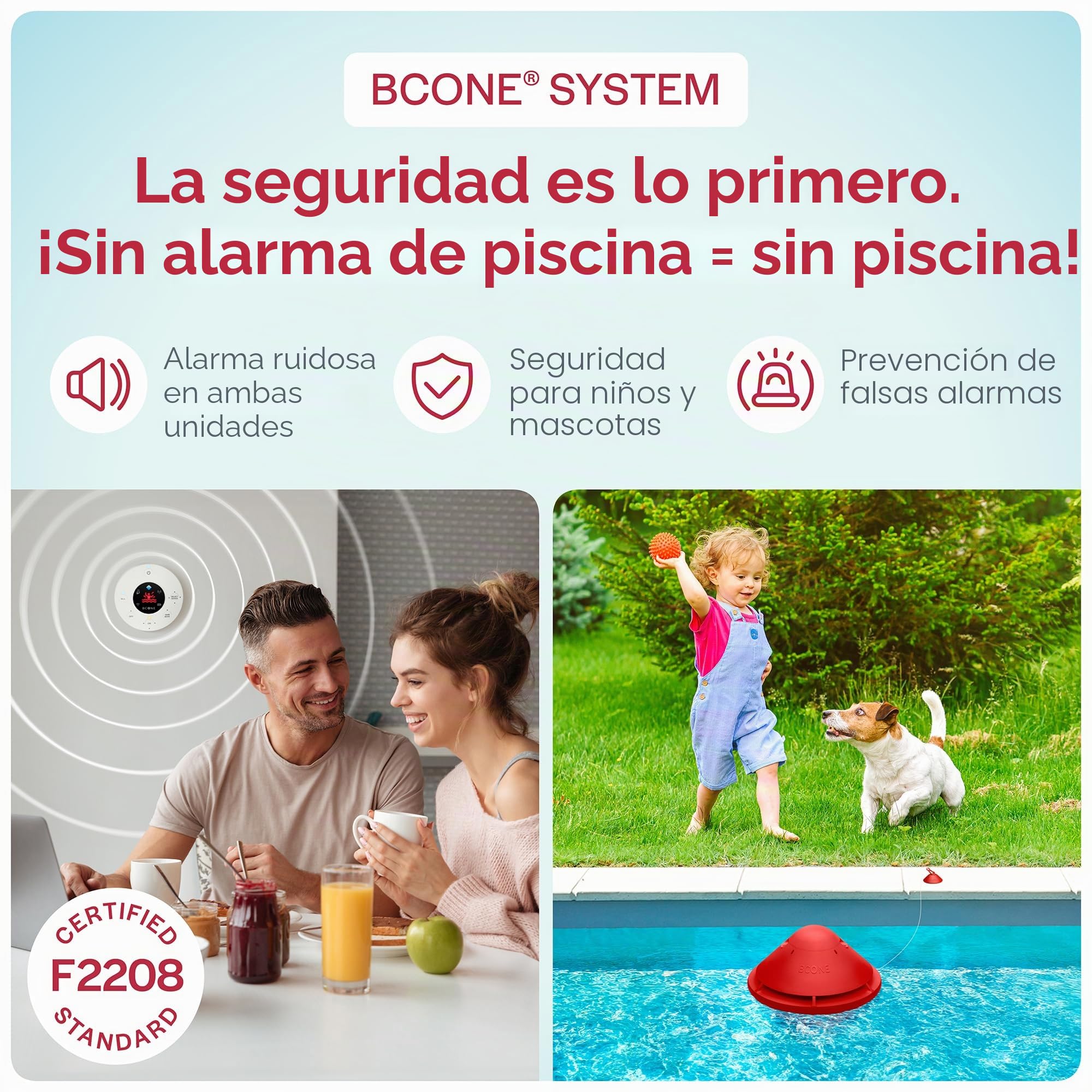 Lifebuoy - Alarma de Seguridad para Piscina . Alarma Flotante con Sirena y App, Sistema Inteligente con Alexa, Detector de Caídas en Alberca, Protección para Niños y Mascotas, Fácil Instalación