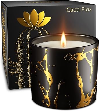 Scented Candles, Candles for Home Scented, Cactus Strong Scented Candles for Men, 7oz Large Fall Soy Candles, Aromatherapy Candle for Mens Gifts in Black Gold Jar - Christmas Birthday Gifts for Men