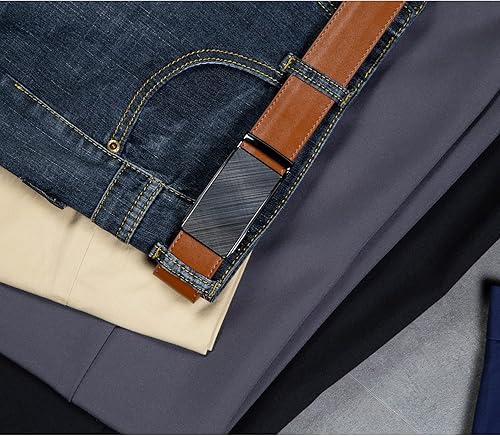 Miniatura 3 de Founders & C Cinturón de trinquete para hombre de 1 38 pulgadas, cinturón de vestir de cuero ajustable con hebilla deslizante de clic para un ajuste