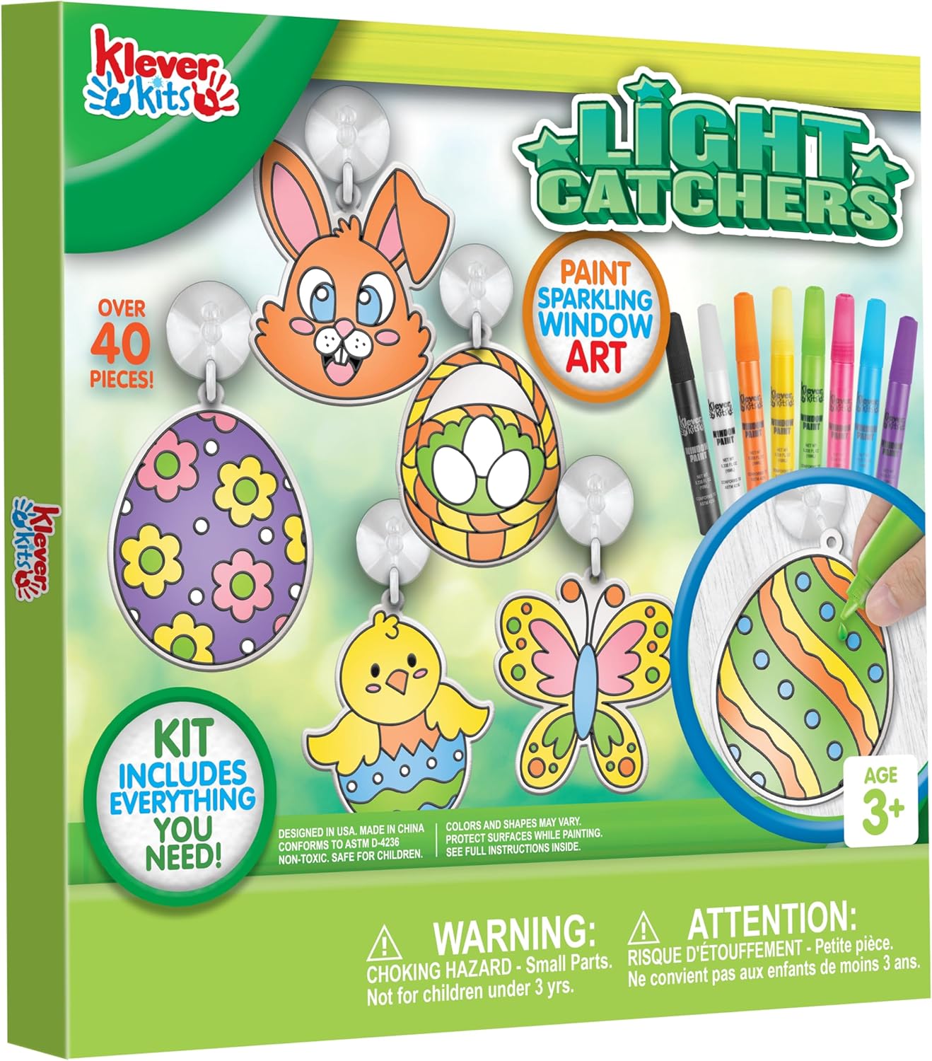 Klever Kits 18 Pcs Easter Suncatchers Crafts Set, Suncatcher Window Art Craft Kit for Kids Art & Home School Activities Party Favor Easter Party Supplies