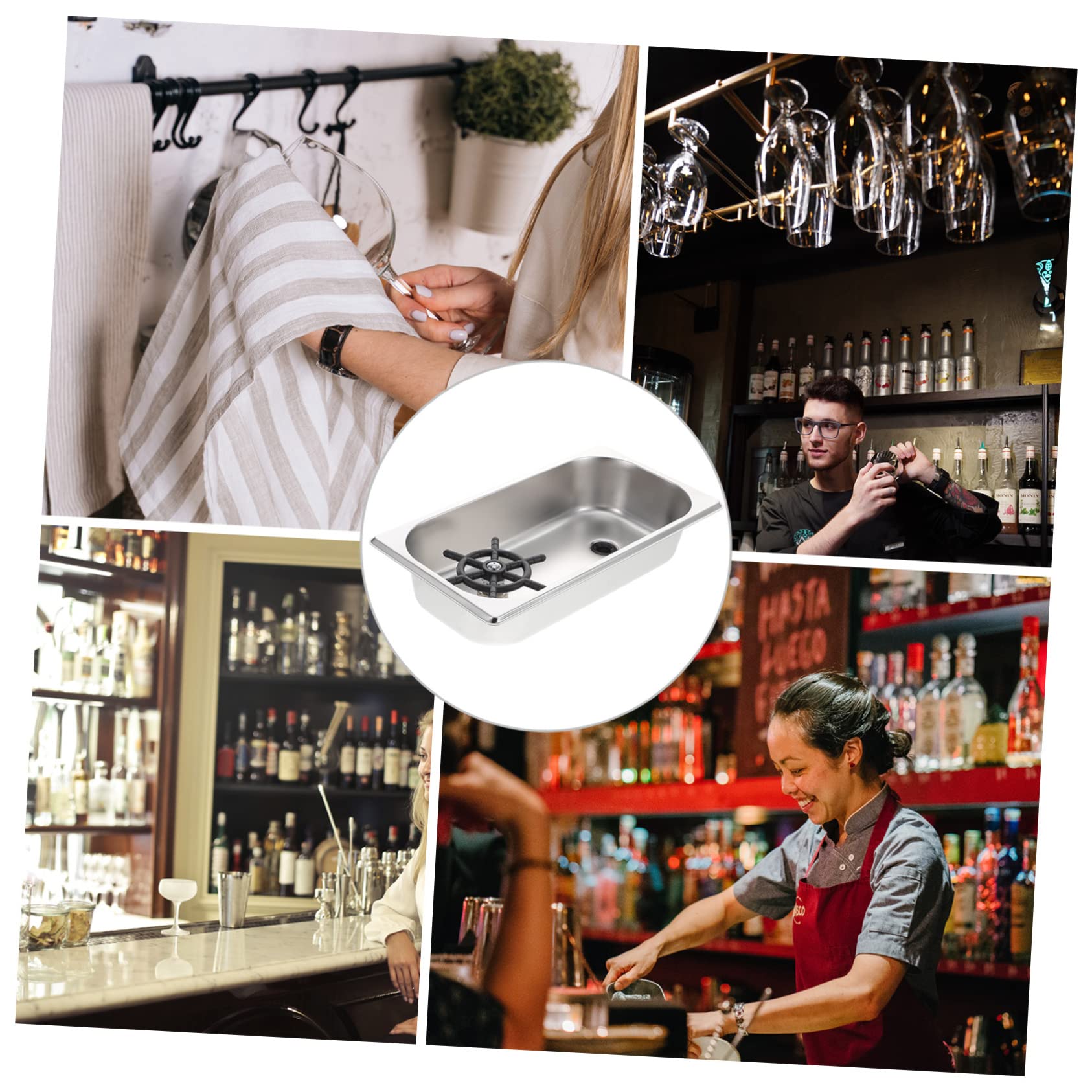 Angoily Scolaborraccia Lavabicchieri Automatico in Acciaio Inox e Silicone, Risciacquo ad Alta Pressione per Bar e Lavello Cucina, Pulizia