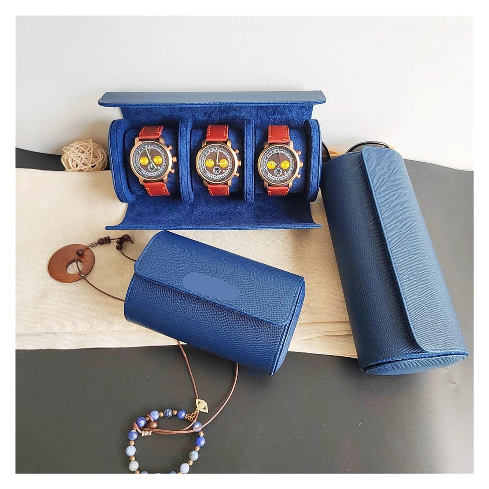 Uhrenaufbewahrungstasche 1/2/3-Slot Uhrenrolle Reiseetui Uhrenetui Leder Uhrenbox for die Reise Herren Gfits Uhren Reiseetuis(3Slot Black)