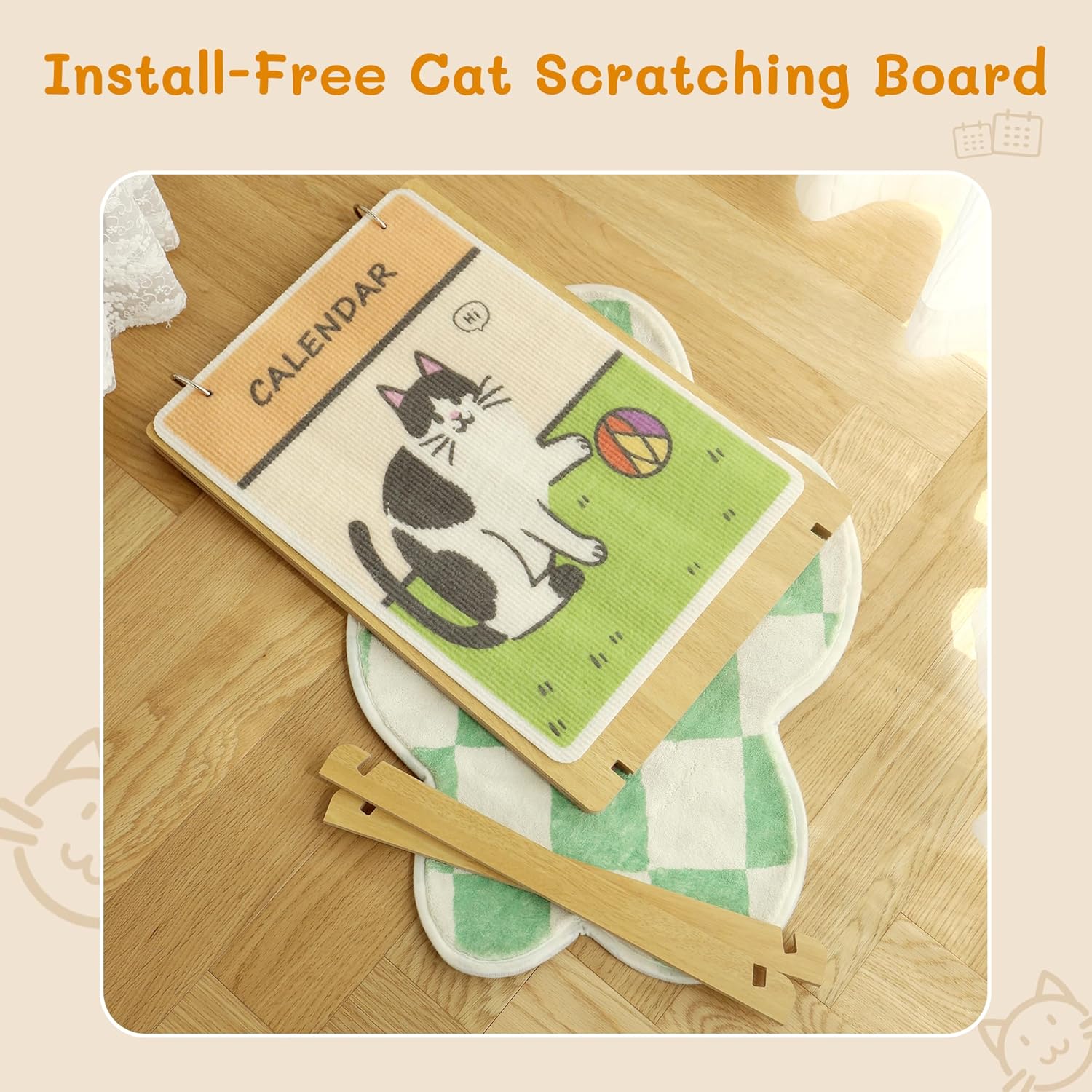 Cute Cat Scratching Board Calendar Scratcher for Indoor Cats