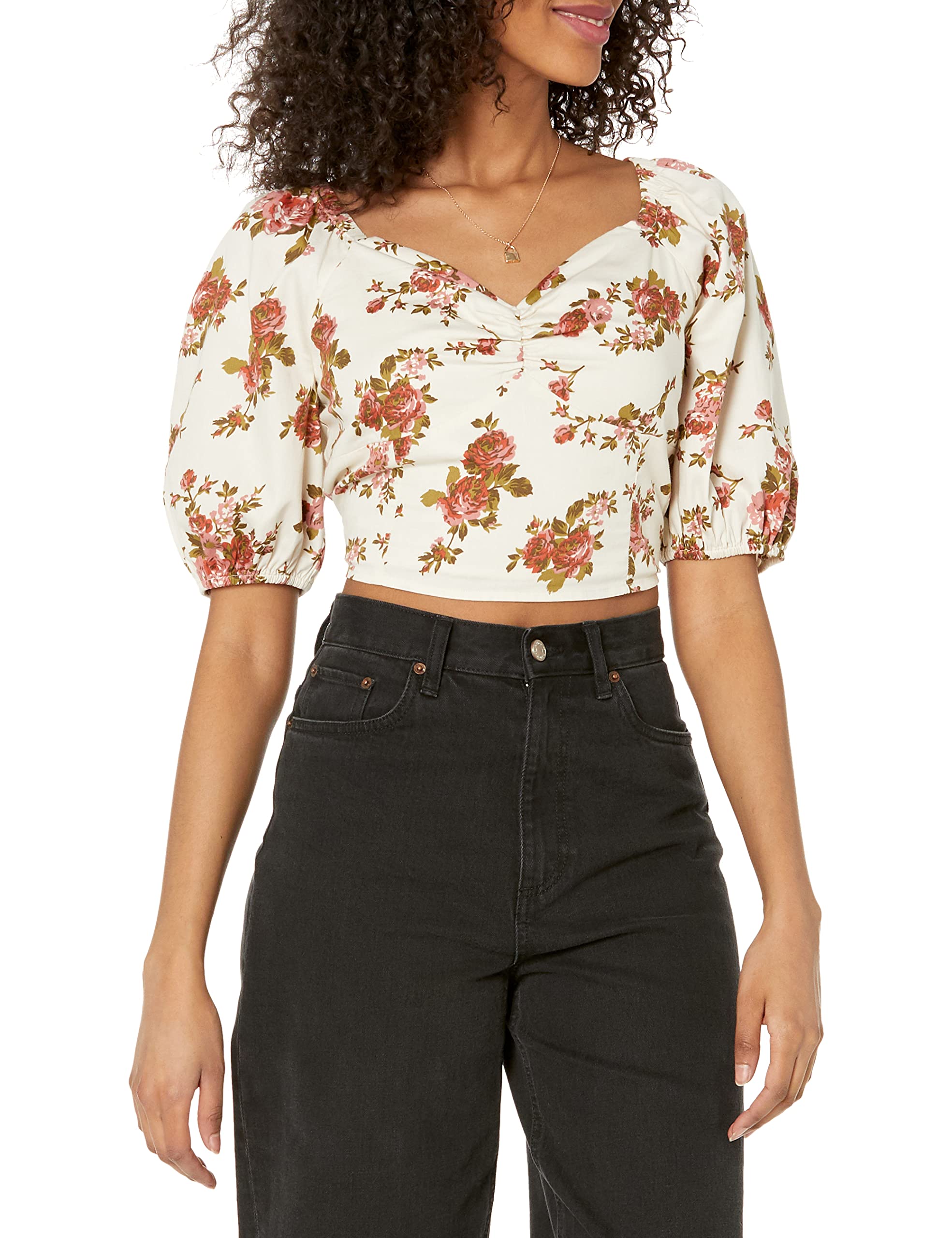 The DropWomen's Annie Sweetheart Neckline Puff-Sleeve Smocked Back Top