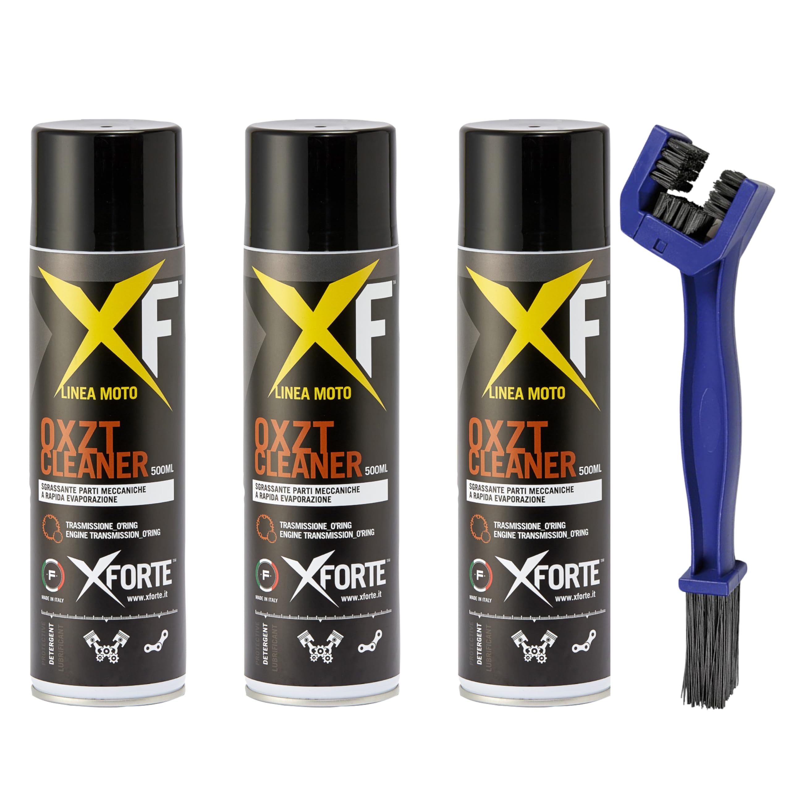 XFORTE OXZT Cleaner kit pulizia moto: Pulizia Profonda e Veloce per Catena Moto e Componenti O-Ring Sgrassante Catena Moto Alta Pressione + spazzola pulizia catena