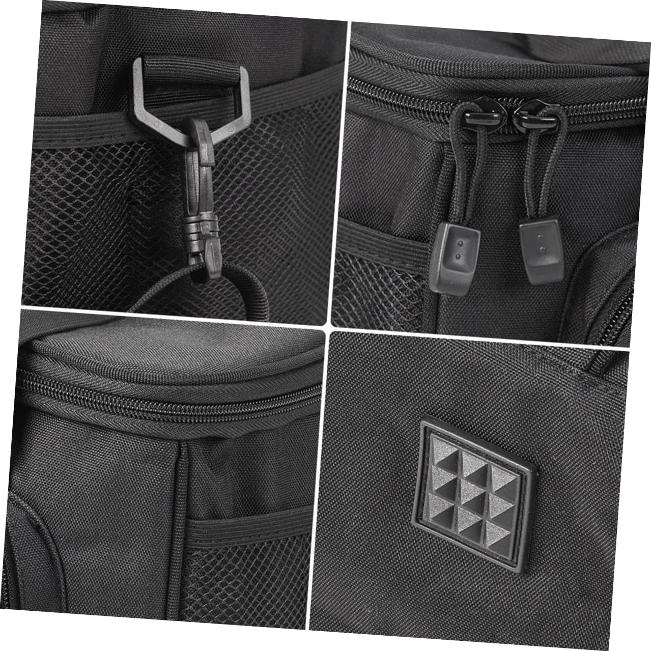 Pêche en Tissu Oxford Noir Design Multi-Poches et Coutures Renforcées, Bandoulière Ajustable pour Accessoires de Pêche en Plein Air