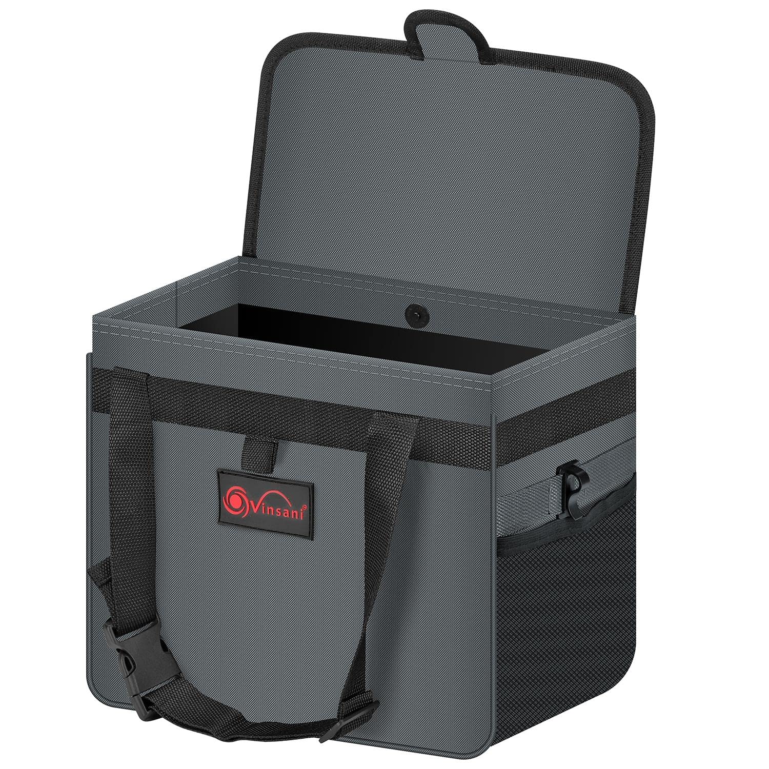 (, Large) Vinsani Car Rubbish Bin W/ Lid Leakproof Interior Grey 5060839163647