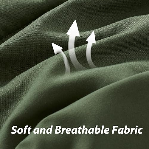 Miniatura 6 de SunStyle Home Juego de edredón tamaño Queen, edredón alternativo ligero de 3 piezas, suave y reversible, para todas las estaciones (verdeverde