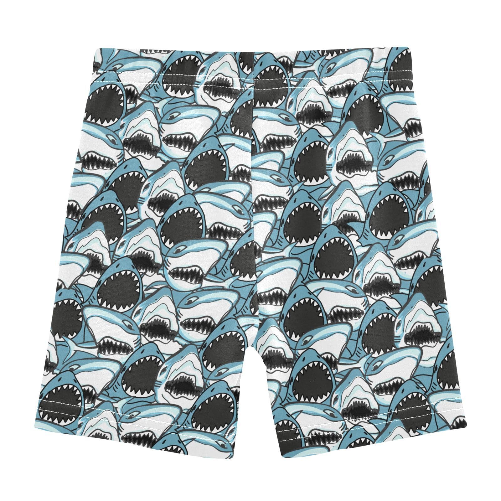 JHKKU Girls Angry Shark Shorts Cotton Cartwheel Bike Kids Biker Under Dress Dance Short Girl Clothes 10Y