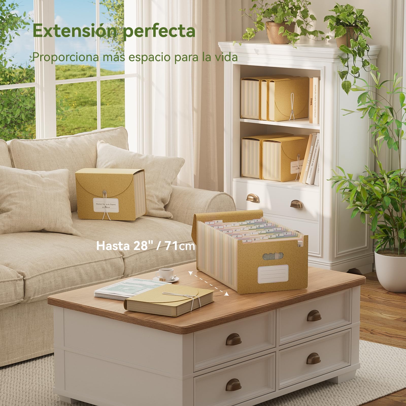 EcoStash Carpeta Clasificadora Acordeón, 26 Bolsillos Archivador A4 de Paja de Trigo, Clasificador Documentos Expandibles, Libre de BPA, Regreso a la Naturaleza, Vida Saludable - Amarillo Trigo