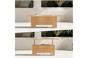 Artisan Crafted Resin Coffee Table Adorned with Stunning Wicker Accents