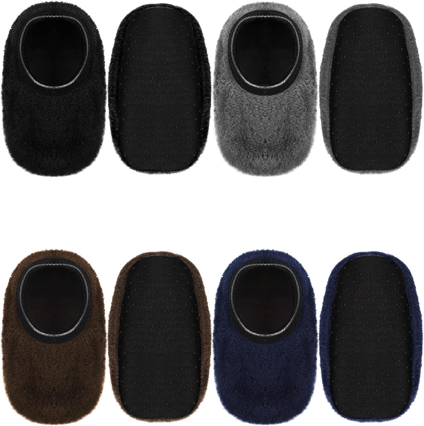 SATINIOR 4 Pairs Kids Non-Slip Slipper Socks Coral Velvet Warm Ankle Socks for Toddlers and Kids