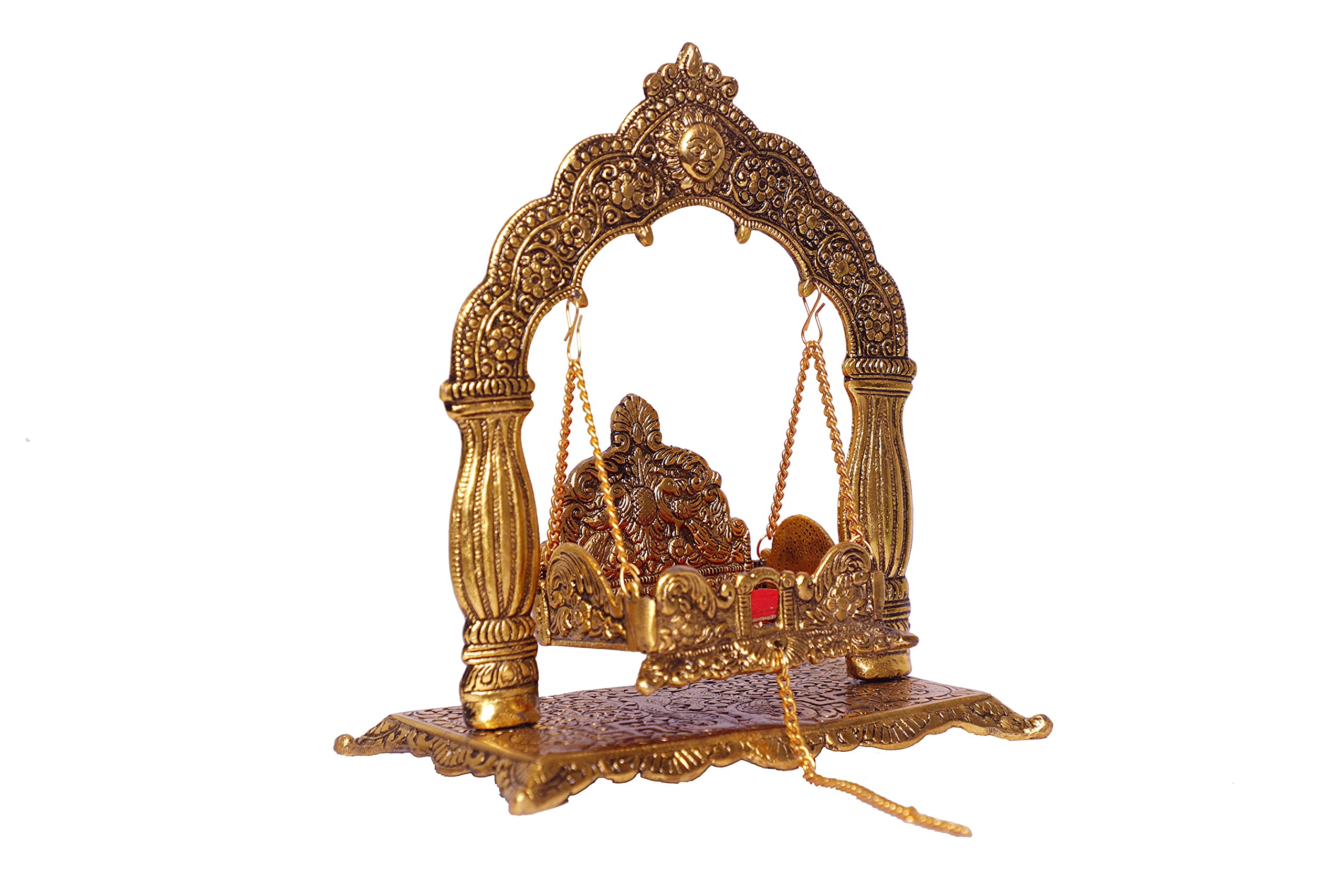 KridayKraft Metalowy posąg Laddu Gopal Palna, Kryszna Jhula Metalowy posąg do świątyni Pooja, Laddu Gopal Jhula, udekoruj swój dom i religijny prezent dla idola, figurki wystawowe