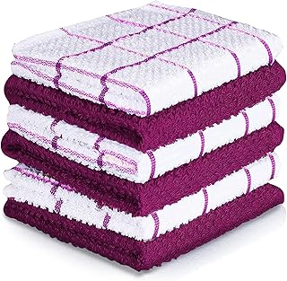 Linens World 100% Egyptian Cotton 6-Pack Tea Towels Super Soft and Absorbent 40x70 CM Cotton Kitchen Towels, Dish Towels, T Towels, Hand Towels, Bar Towels & Dish Cloths for Kitchen Linen - purple