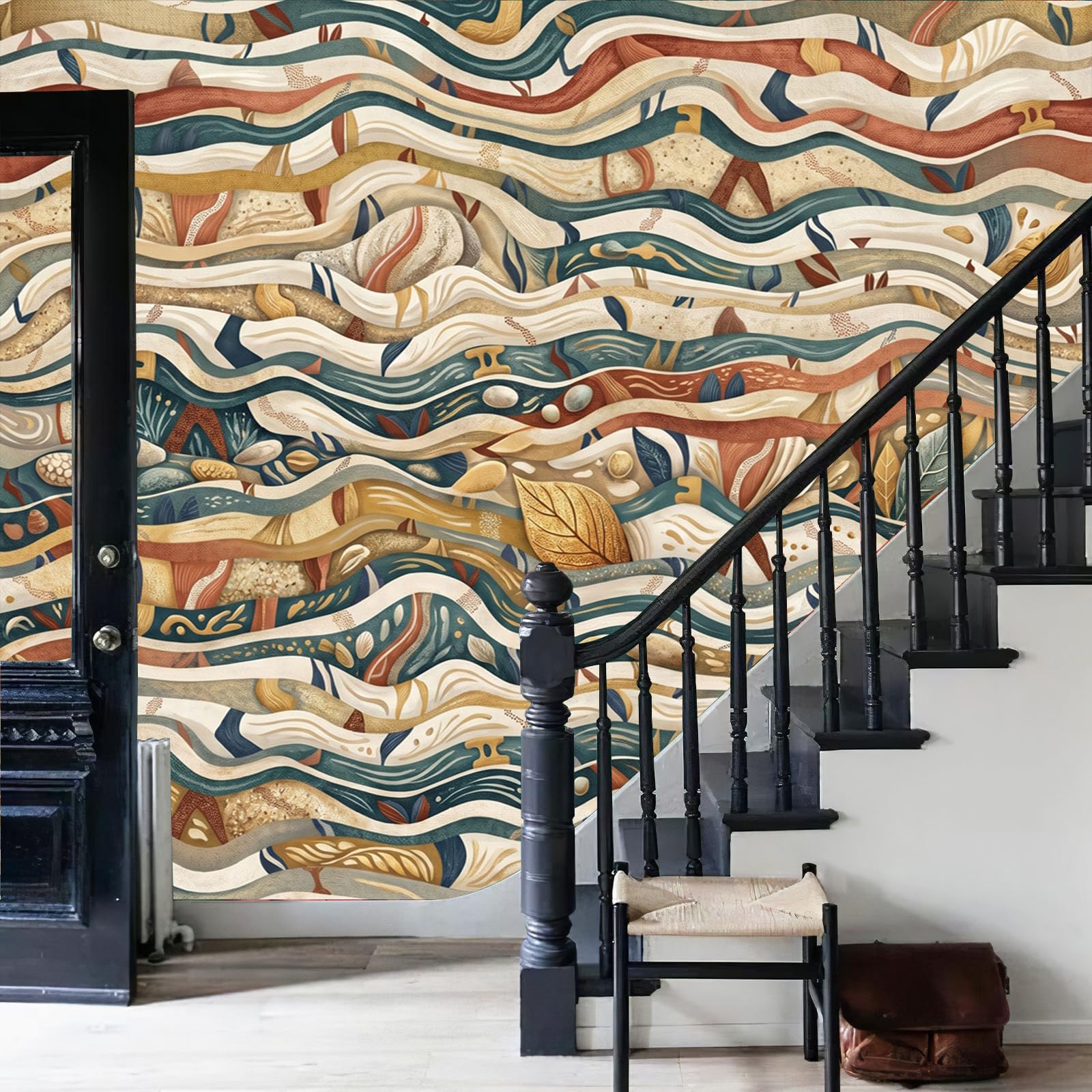 Vlies Fototapete Mosaikmuster böhmische mediterrane Ästhetik 250x175cm - Fototapeten - Tapeten - für Wohnzimmer Schlafzimmer - Vliestapete Wandtapete Tapete 3D Effekt- Tapetenkleister erforderlich