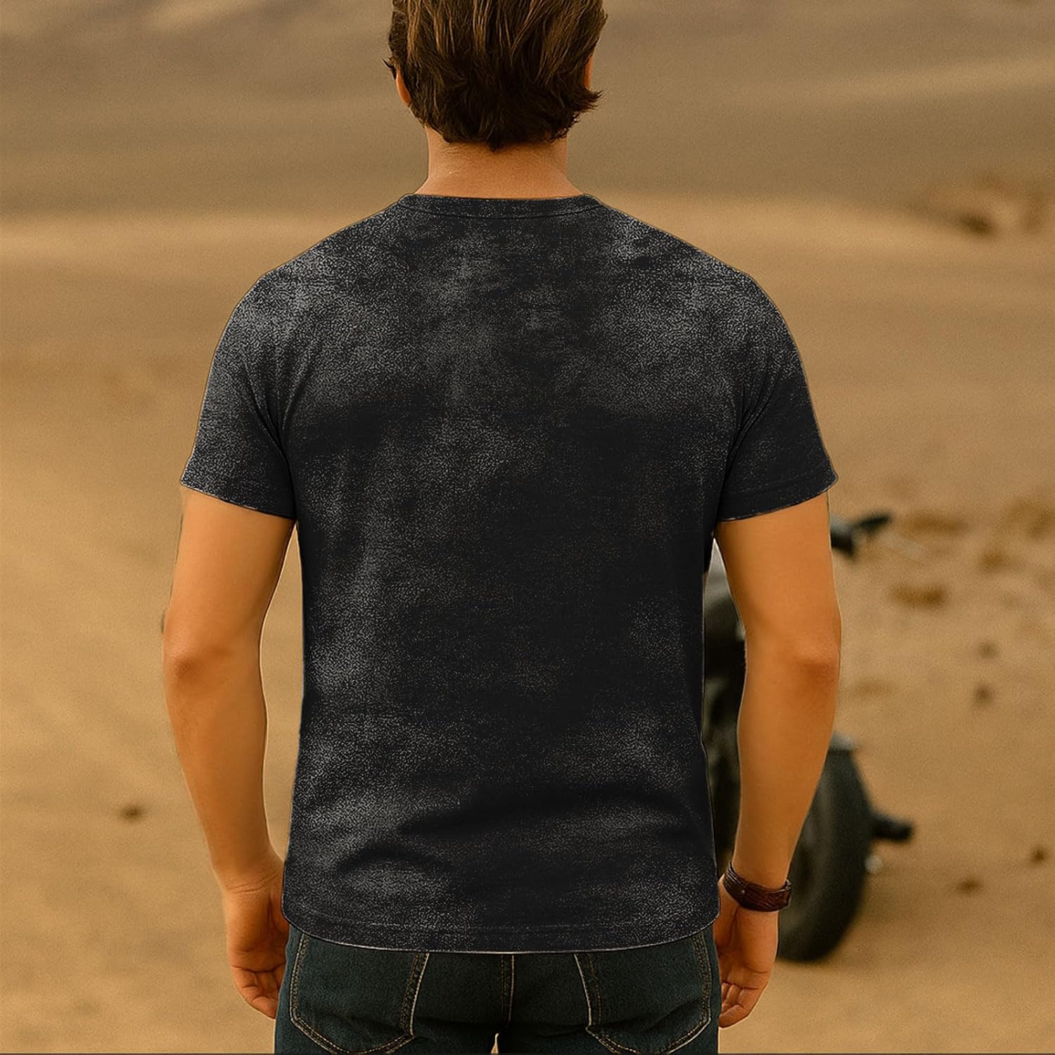 Mens Printing Graphic Henley Shirts Vintage Short Sleeve Tee Shirts Casual Button Down Washed T-Shirts for Men Black Medium - Image 3