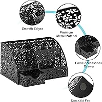 Vista 4 de EasyPAG Organizador de Escritorio Portaplumas con Cajón Copa para Lápices para Escritorio 6 Compartimentos Caddy de Oficina de Metal