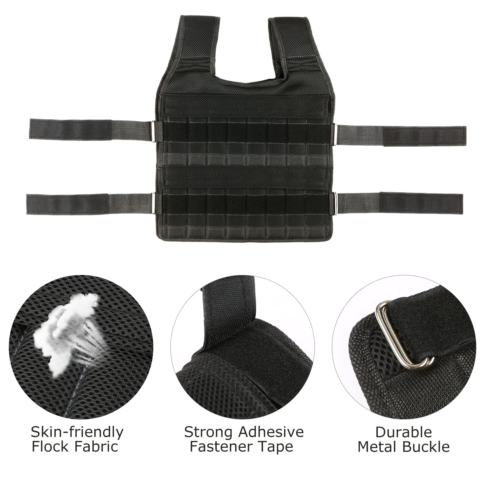 Gilet de Poids de 35 Kg avec Poids de 6 Kg pour les Jambes et 5 Kg pour les Bras, Gilet D'entraînement Réglable avec 32 Poches, Tissu en , Bretelles Absorbant les Chocs,