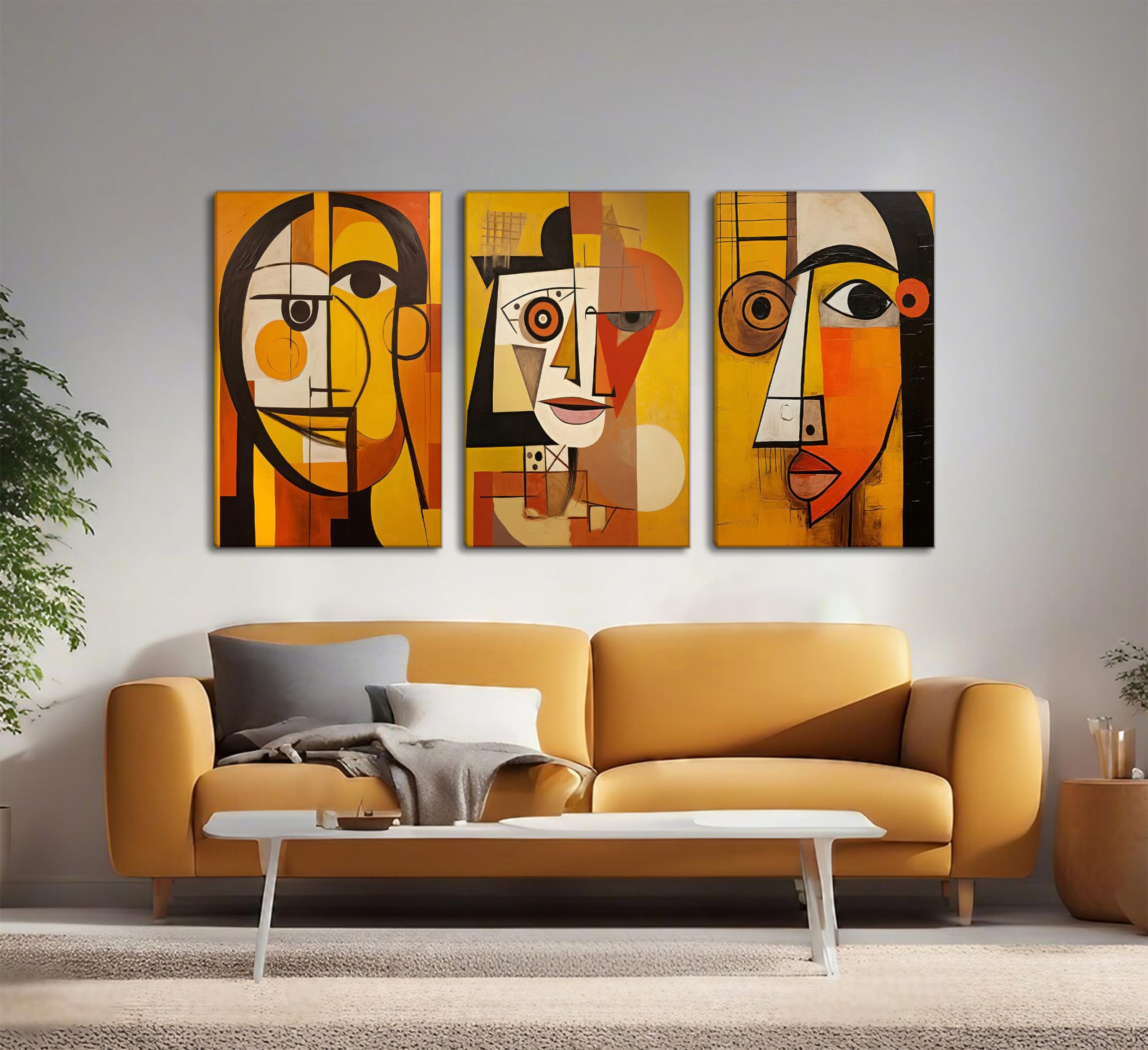Abstrakte Wandkunst Auf Leinwand 40x60 Cm – Orangefarbene Landschaft, Holzrahmen, Für Wohnzimmer & Büro