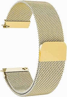 سوار ساعة بتصميم شبكي ماجنتيك مقاس 22 ملم من الستانلس ستيل لساعة سامسونج جالاكسي وتش 46 - جير S3 كلاسيك - فرونتير - هواوي 2 - جي تي - رياضي بديل سريع الفك سولوب ذهبي للكبار الجنسين