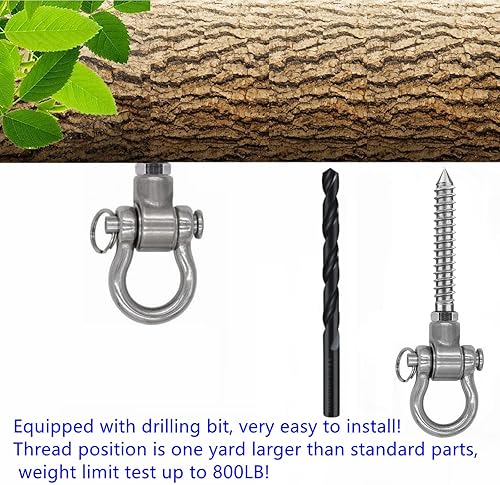 Miniatura 3 de 4 ganchos de columpio de rodamientos permanentes antioxidantes, resistentes a la oxidación, columpio de 180 , capacidad de 1500 libras, hamaca para