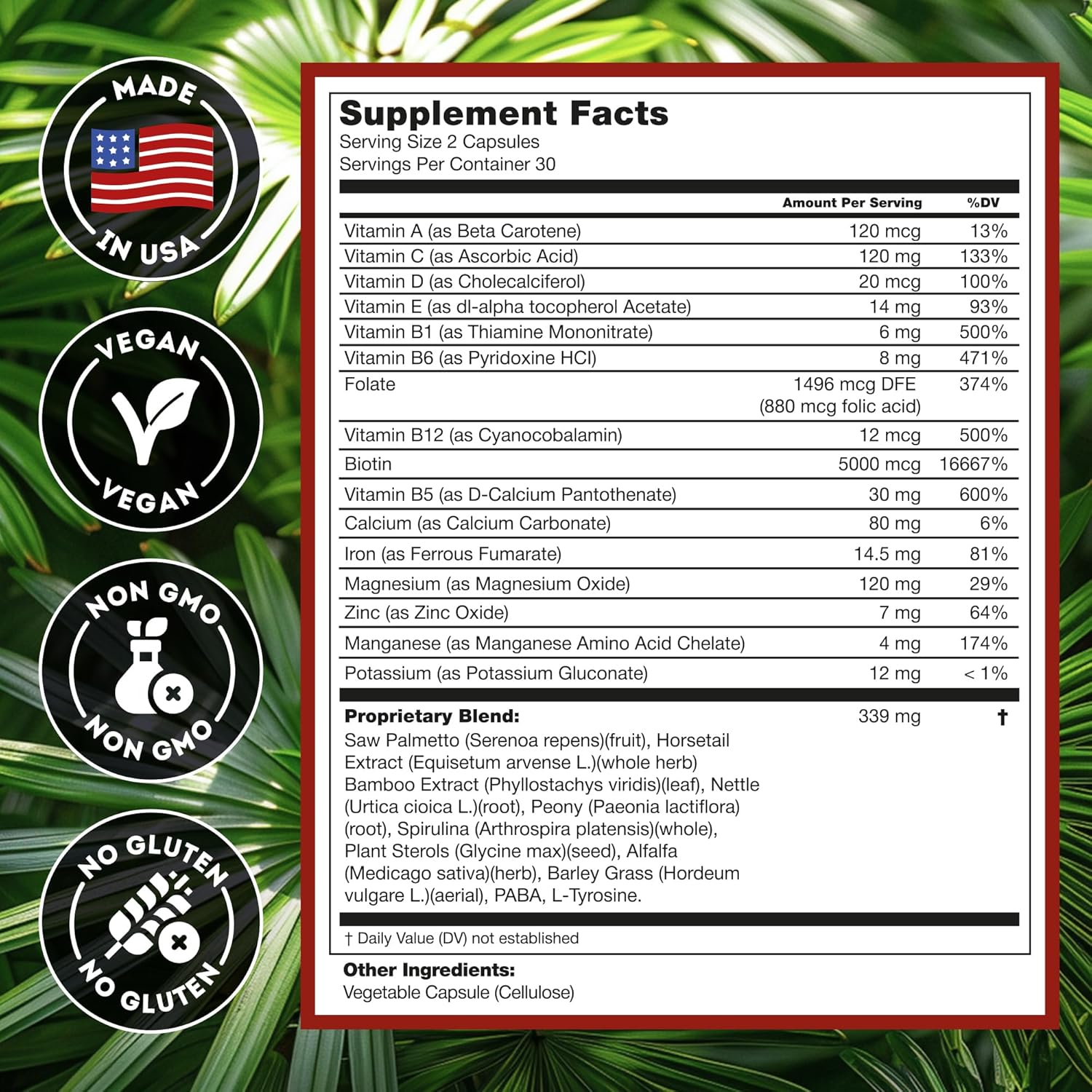 DHT Blocker Hair Growth Supplement - High Potency Biotin & Saw Palmetto for Hair Regrowth - Natural Hair Loss Treatments for Women & Men - Helps Stimulate Hair Follicle Growth - Image 3