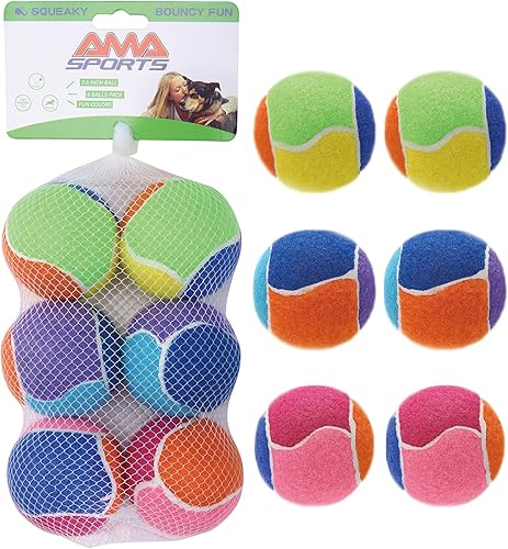 Miniatura 14 de AMA SPORT Pelotas de tenis chirriantes para cachorros nuevos, perros pequeños, gatos para ir a buscar, hacer ejercicio, juguetes (paquete de 12