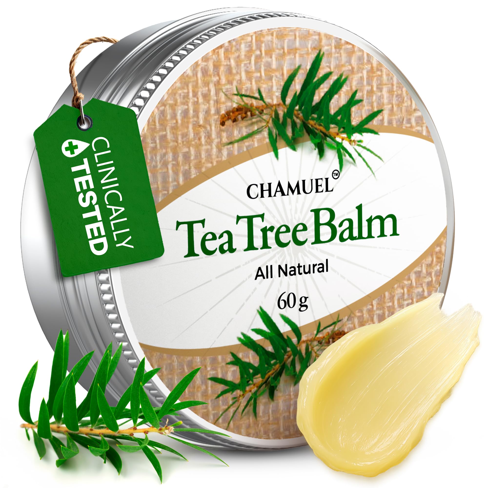 Chamuel Tea Tree Oil Balm - All Natural | Great Cream for Soothing Eczema, Psoriasis, Rashes, Jock Itch, Insect Bites, Folliculitis, Acne, Itches, Cracked Heels, Cuticles, Saddle Sores & more!