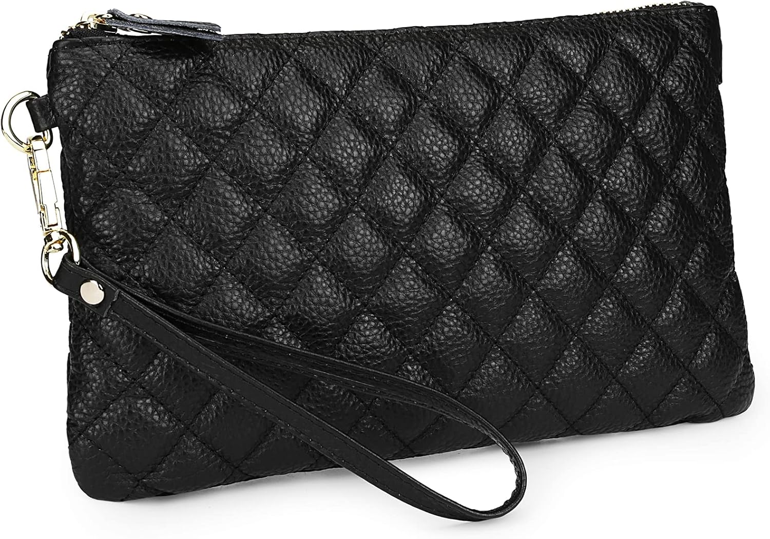 YALUXE Women's Genuine Leather Wristlet Purse Clutch Handbag with Phone Pocket Card Holder and Crossbody Strap