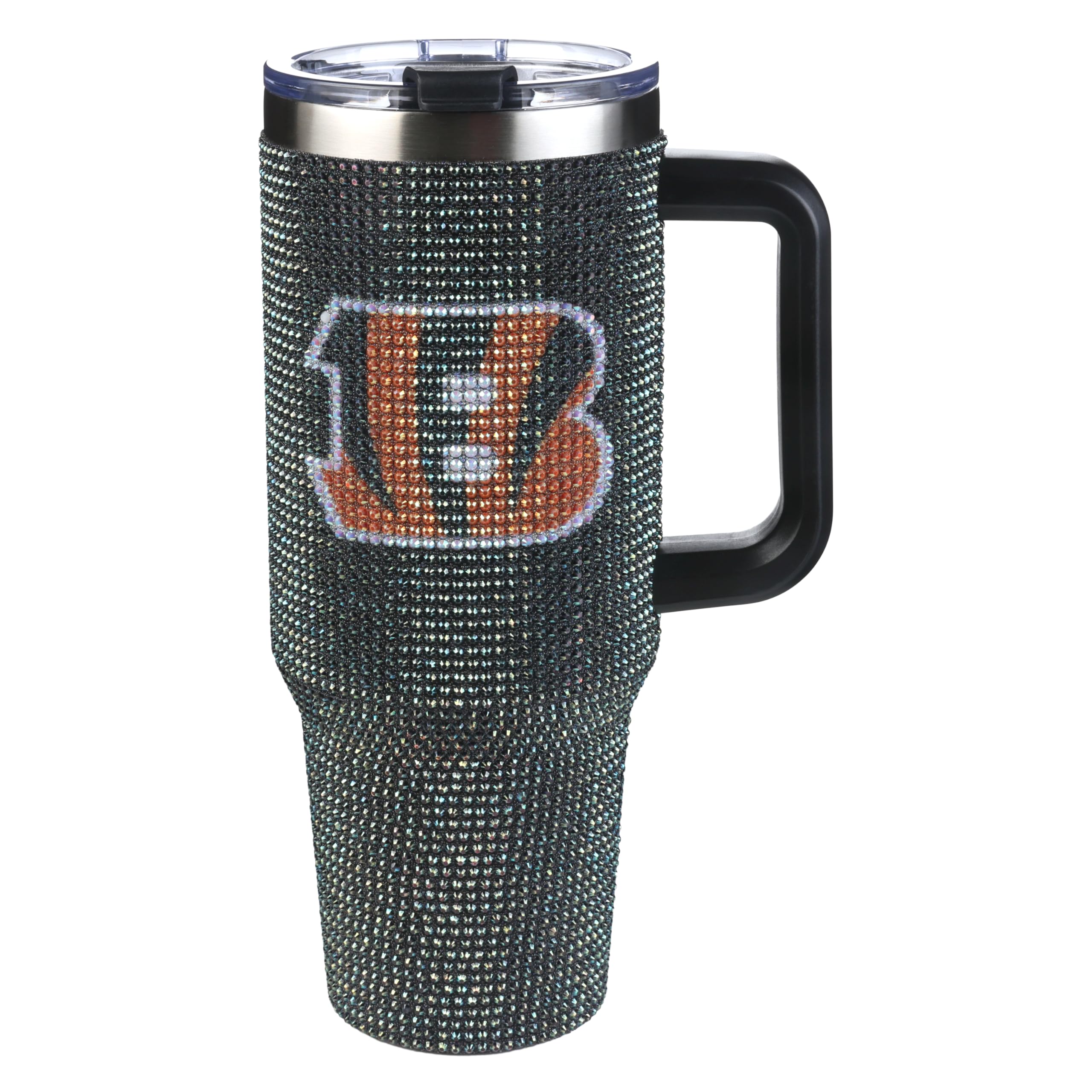 The Memory Company Officially Licensed 40oz TC Bling Game Day Tumbler with Vintage Logo, Cincinnati Bengals
