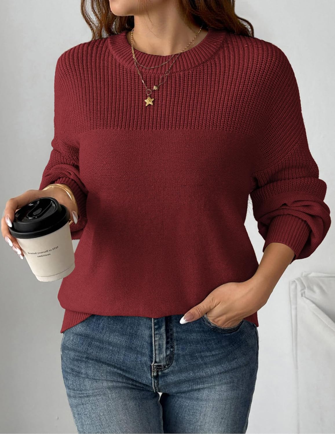 Zeagoo Women's 2026 Fall Chunky Knit Sweater Oversized Crewneck Long Sleeve Winter Cotton Pullover Sweaters Jumper Tops - Image 3