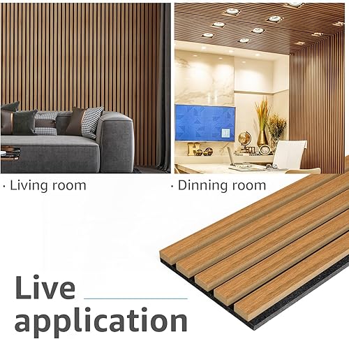 Miniatura 3 de Art3d Paquete de 6 paneles de pared de listones de madera acústica para decoración de interiores, paneles de madera estriada 3D que absorben el