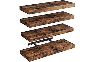 Fixwal Floating Shelves, Rustic Wood Wall Shelf Set of 4