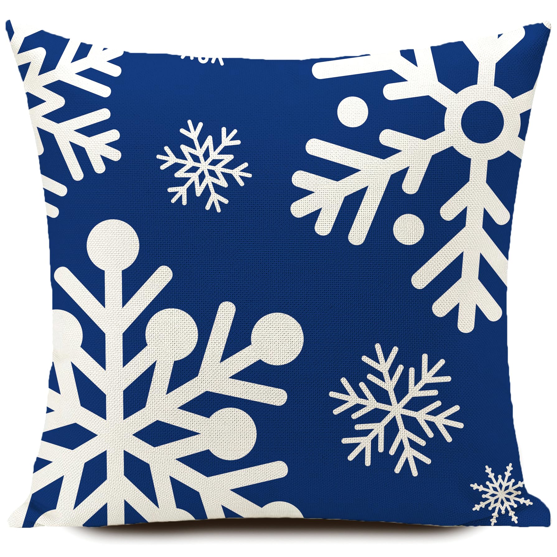 HUASHUZI Blue White Christmas Cushion Covers Xmas Decorations Throw Pillow Cover Set of 4 Decor for Party Family Home Sofa Bed Livingroom 18x18 Inch (45x45cm) - Image 3