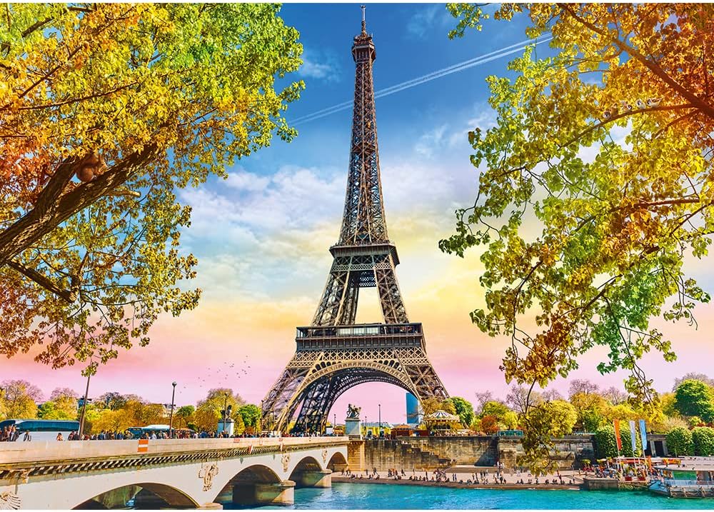 Trefl Romantic Paris 500 Piece Jigsaw Puzzle Red 19"x13" Print, DIY Jigsaw, Creative Fun, Classic Puzzle for Adults and Children from 10 Years Old