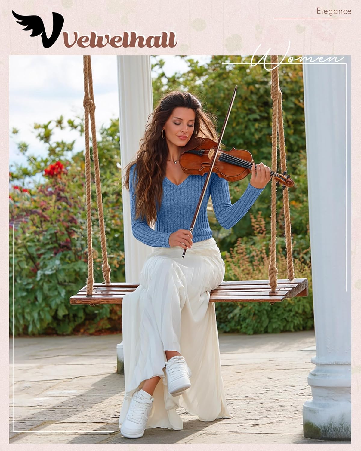 3 Pack Women's Sweaters V Neck Slim Fit Long Sleeve Sweater Lightweight Knitted Ribbed Tunic Tops with Side Split - Image 2