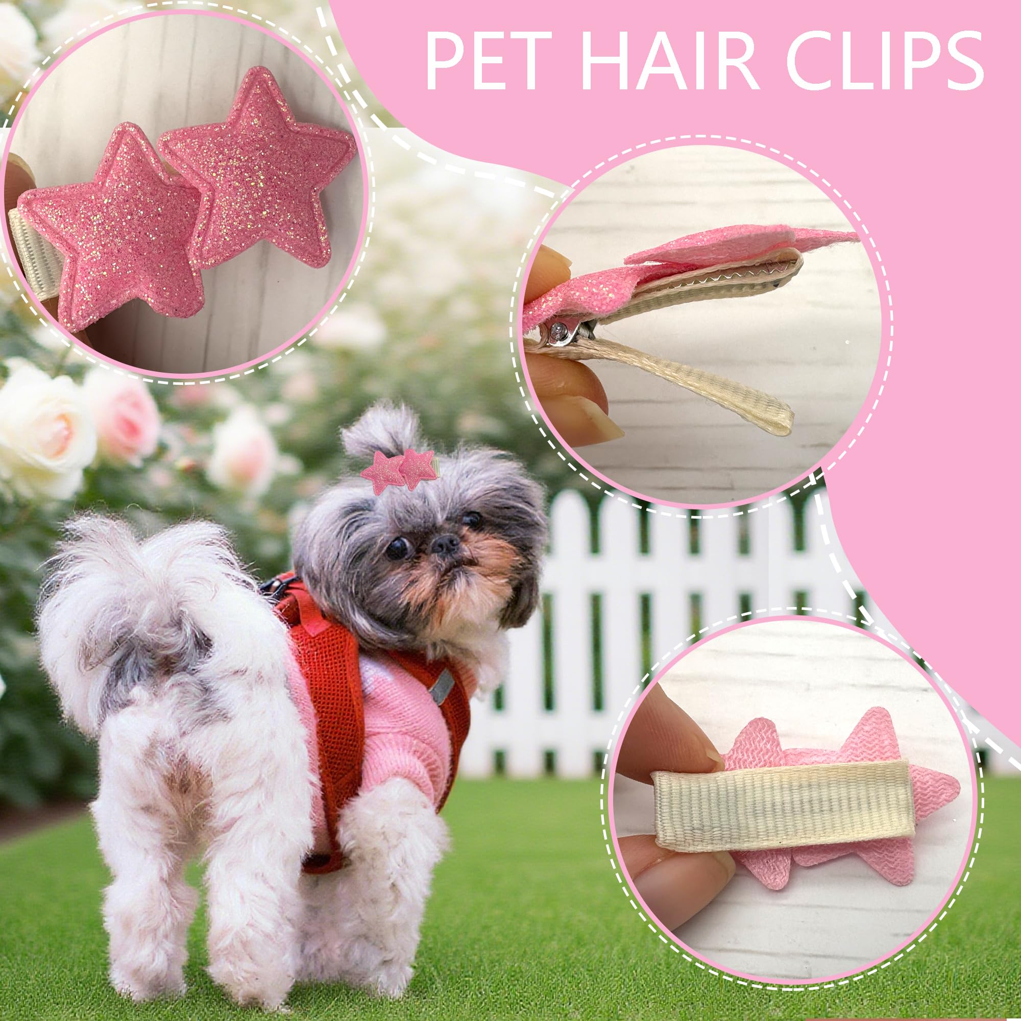 DHER 10 Pieces Pet Hair Clips for Small Pets Hair Clips for Dogs Pet Hair Clips Small Clips for Animal Hair Super Cute Dog Headdress (The Stars) - Image 3